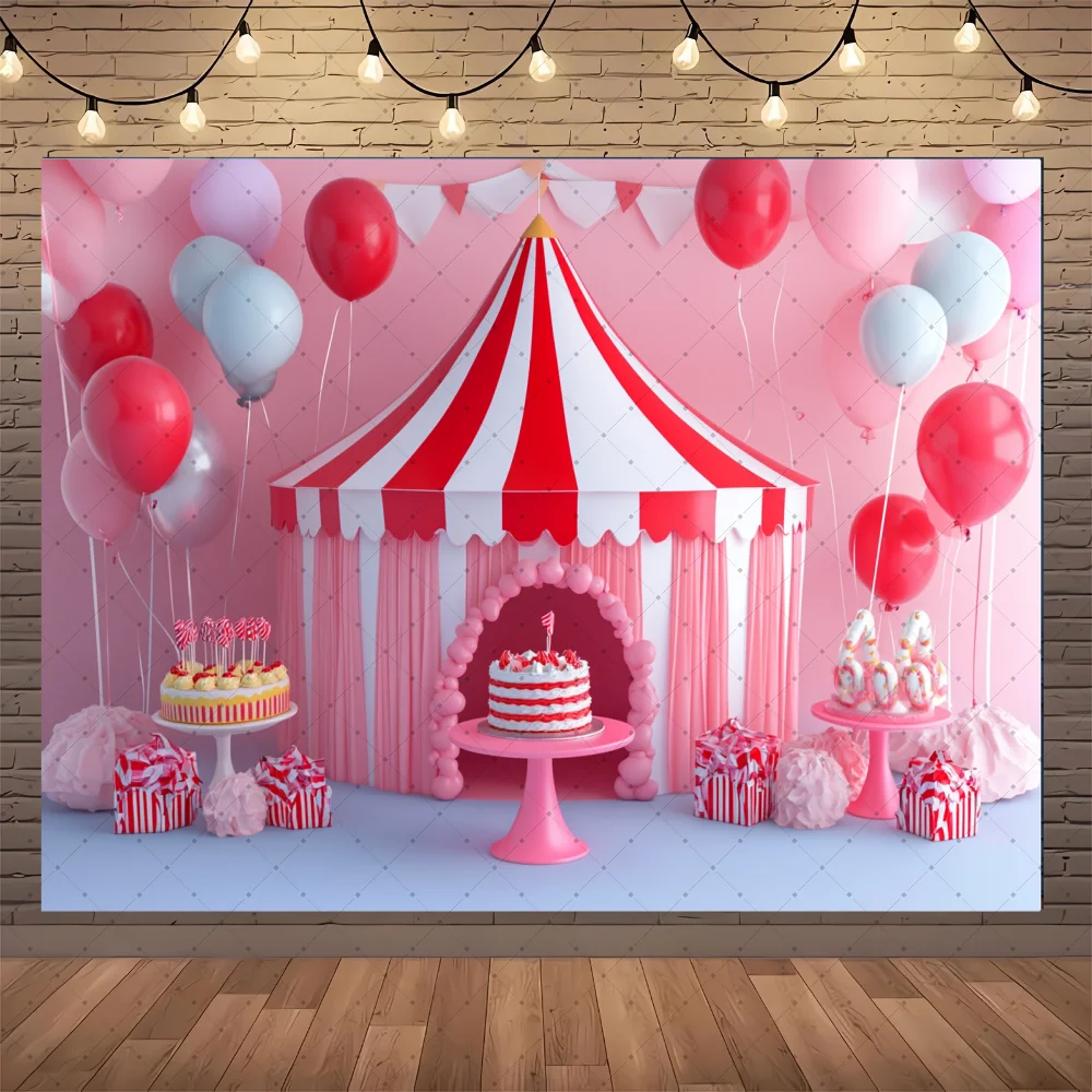 

Circus Carnival Photography Backdrop Baby Birthday Circus Theme Party Balloon Clown Children Portrait Background Photo Studio