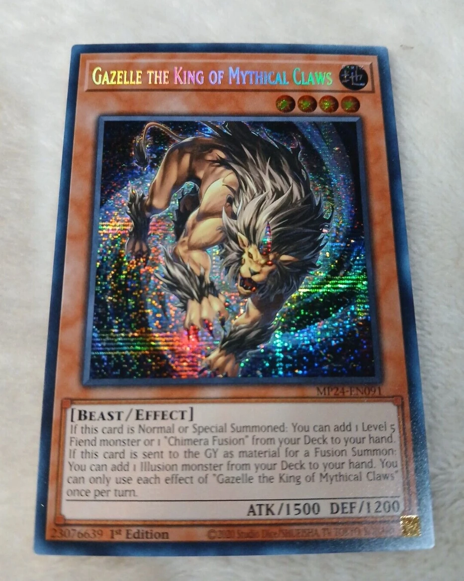 

Yugioh KONAMI Duel Monsters TCG MP24-EN099 Gazelle the King of Mythical Claws Secret English 1st Edition Collection Mint Card