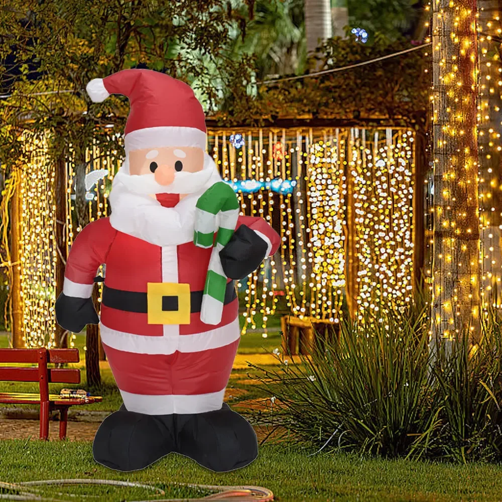 1,2 m Weihnachtsdekoration Krücke Weihnachtsmann aufblasbares Spielzeug mit LED-Leuchten im Freien aufblasbares Modell Ornament Party Gartendekoration