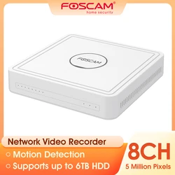 Foscam-ip segurança câmera 8ch nvr, 5mp/8mp, gravador de vídeo rede, 24/7 kit sistema de videovigilância