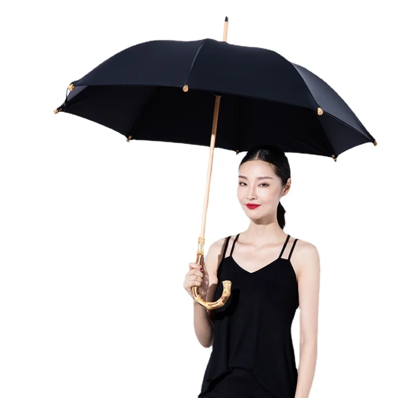 

Retro Rattan Bamboo Handle Umbrella Handmade Long Handle Parasol Umbrella Gentleman Business Windproof Sun Protection Umbrellas