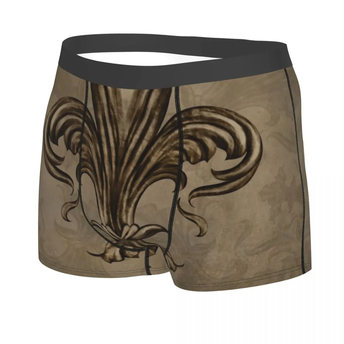 Custom Vintage Fleur De Lis Lily Flower Underwear Men Sexy Print Custom Fleur-De-Lys Boxer Shorts Panties