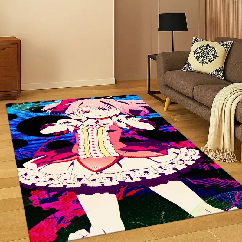 Cute Puella Magi Madoka Magica Cartoon Living Room Non-Slip Area Rug Soft Carpet for Bedroom Playroom Sofa,Home Decor Doormat