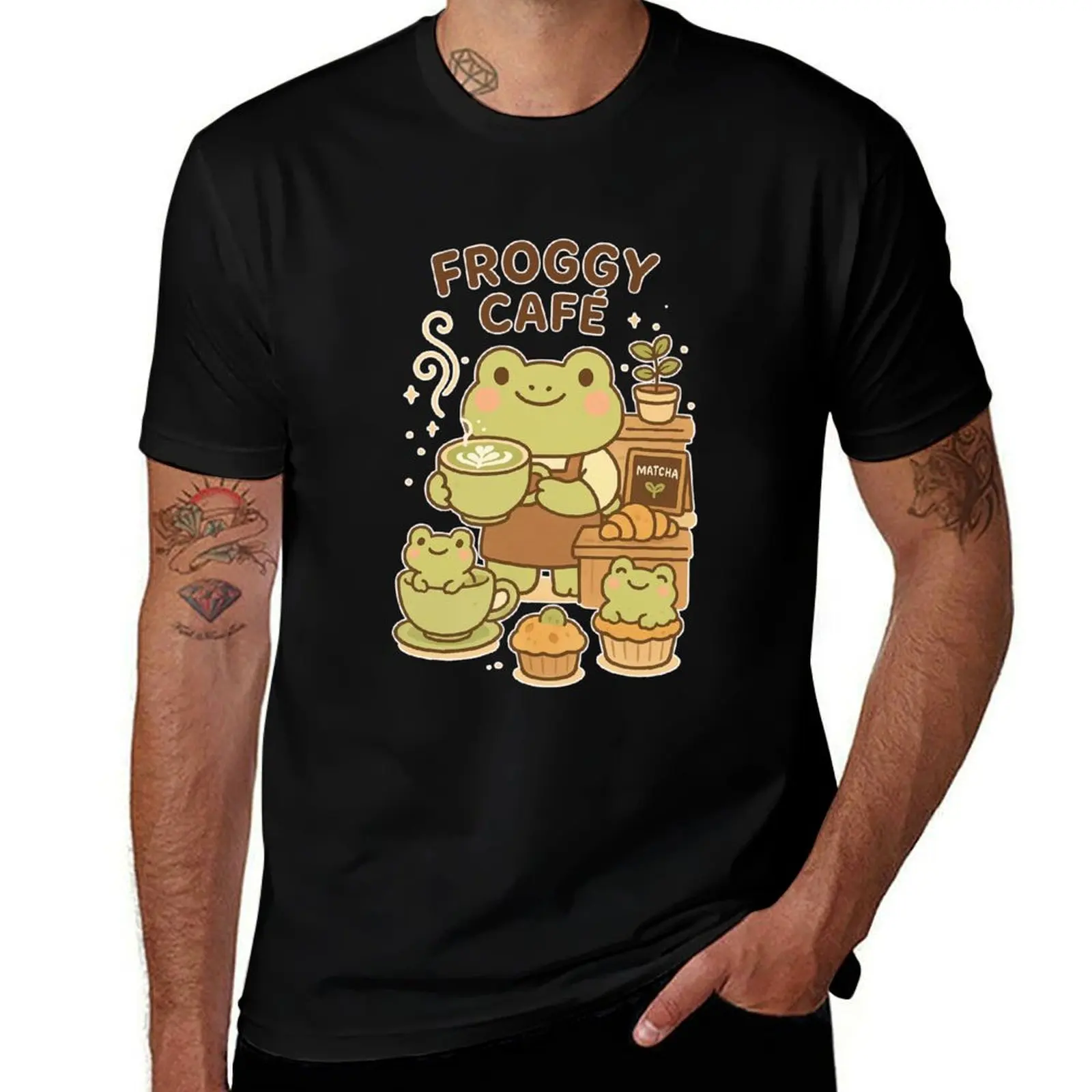 

Froggy Café T-Shirt Short sleeve tee graphic shirts sublime t shirts for men graphic