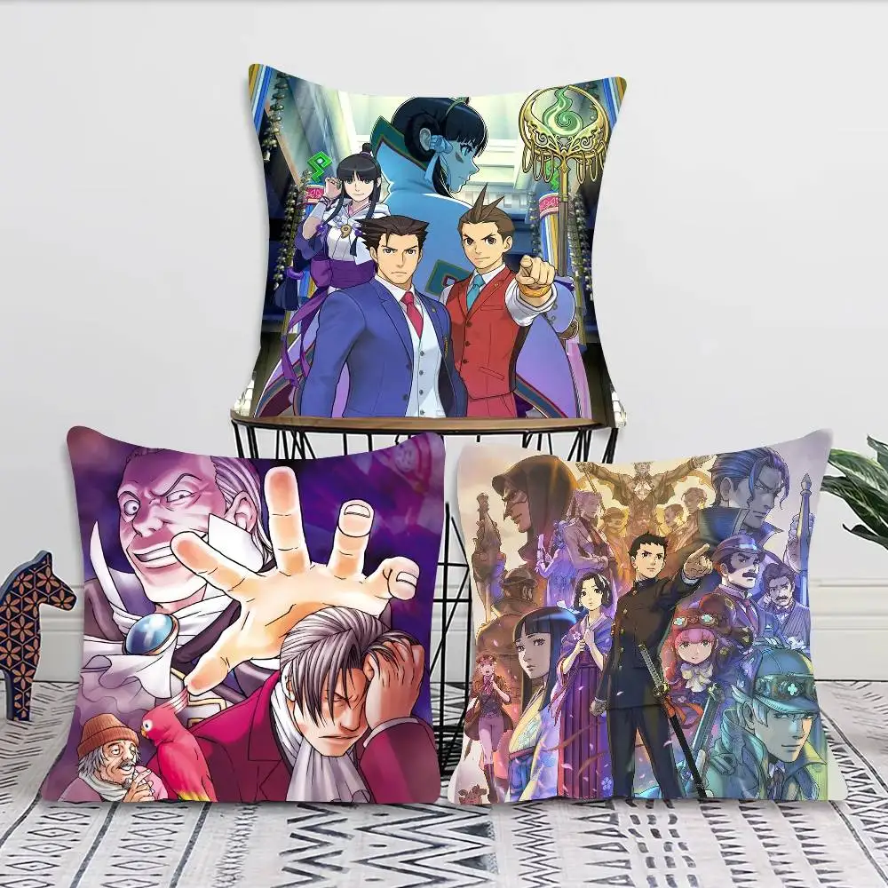 Adventure Game A-Ace A-Attorney Pillow Case Fashion Square Pillowcase Bedroom Sofa Room Ins Decoration Leisure