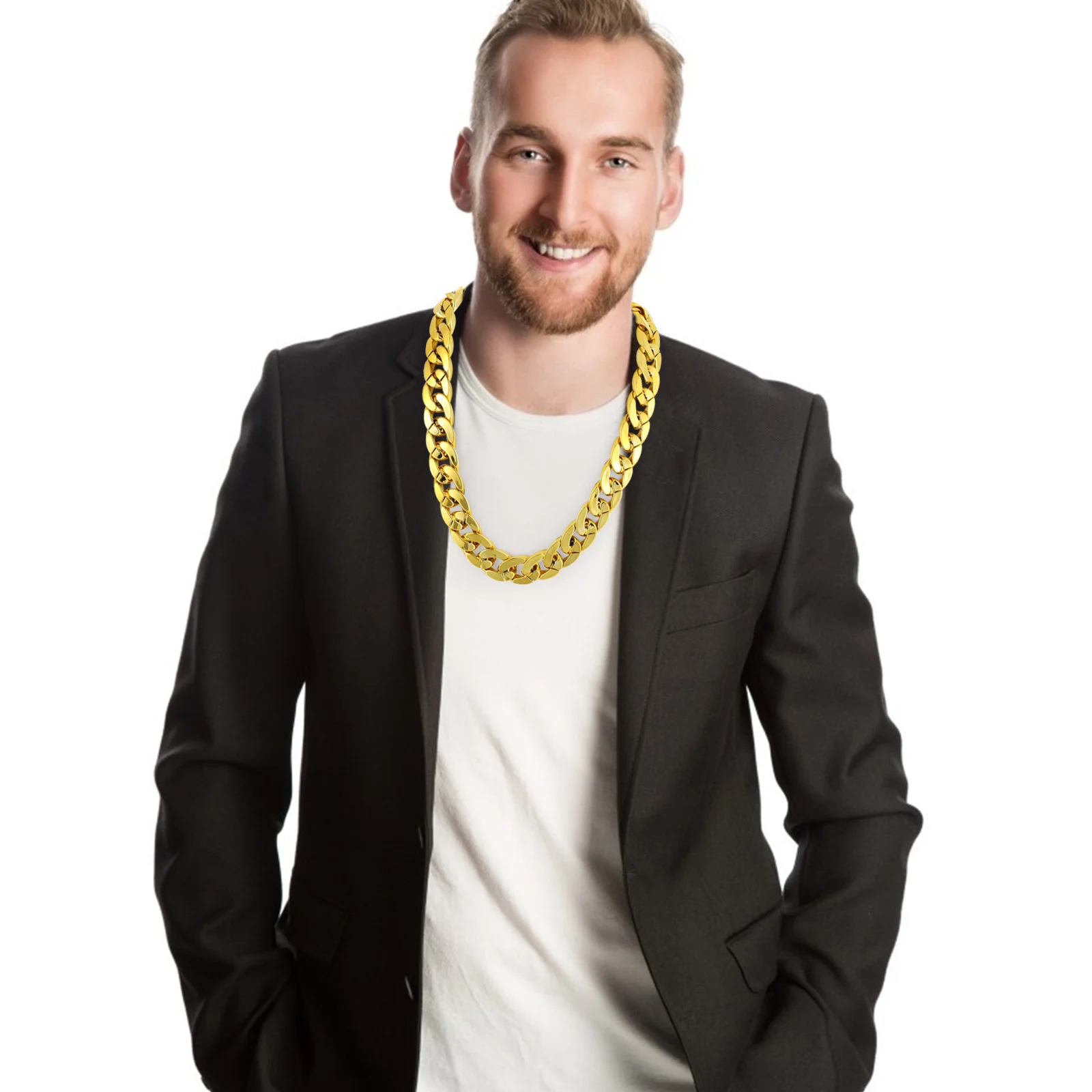 

4Pcs Golden Necklace Hip Hop Style Polished Shine Male Neck Chain for Daily Wear Stylish Punk Chain Jewelry Gift for Him
