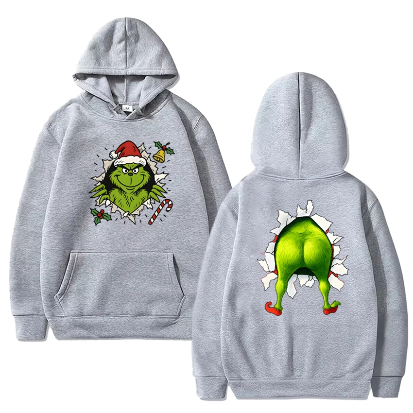 Sweat à capuche de noël drôle Humor Grinch unisexe vacances mignon vert film imprimé pull 2025 hommes femmes polaire sweat-shirt à manches longues