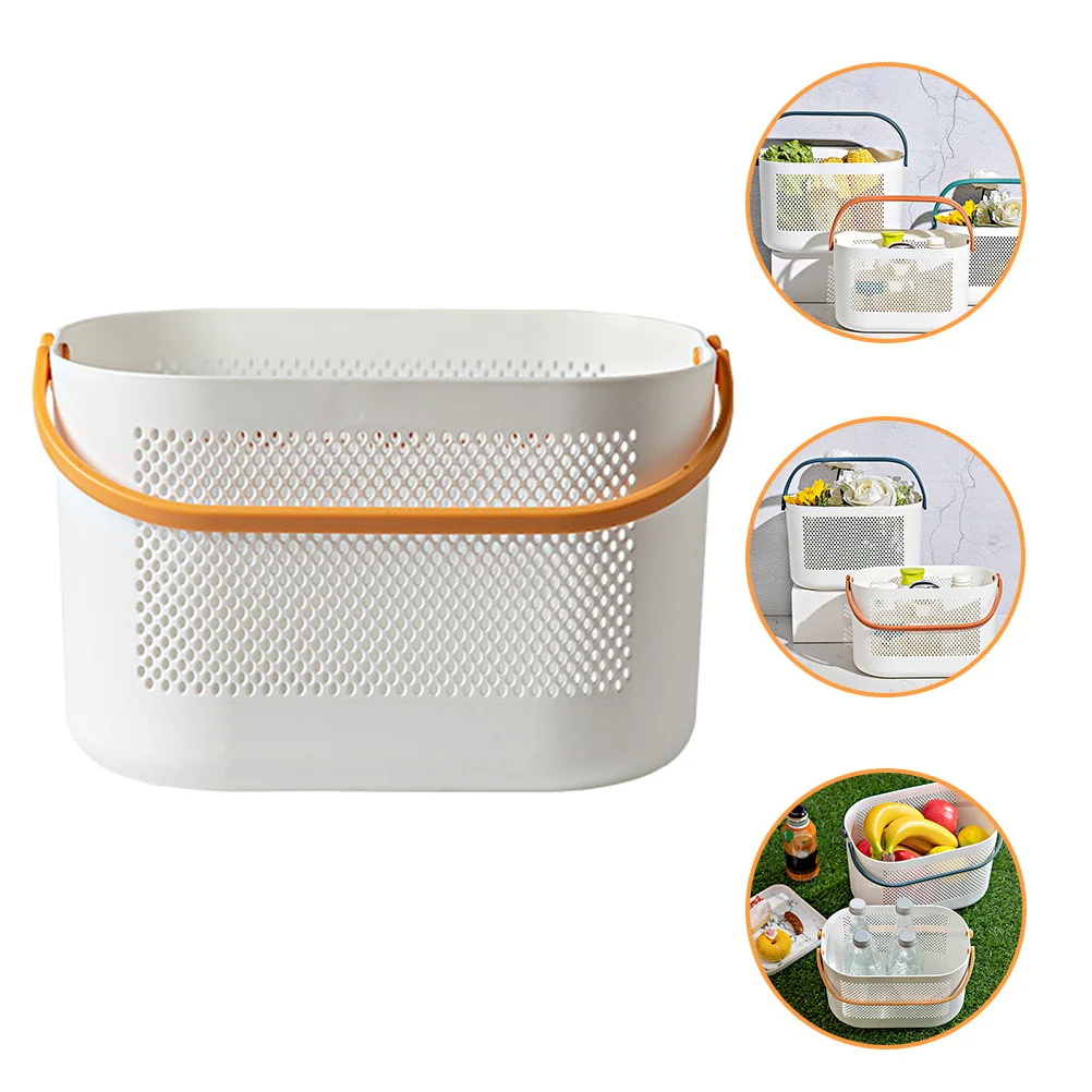 

Portable Shower Basket Plastic Storage Basket with Handle for Bathroom Kitchen Organizer Storage Bins Shower Baskets