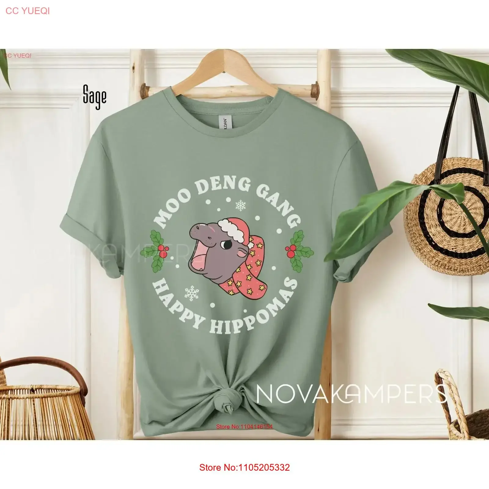 Happy Hippomas Moo Deng Gang T Shirt Cute Xmas for Hippo Lovers Trendy Plus Size Funny Baby Pygmy Christmas Her Meme vintage