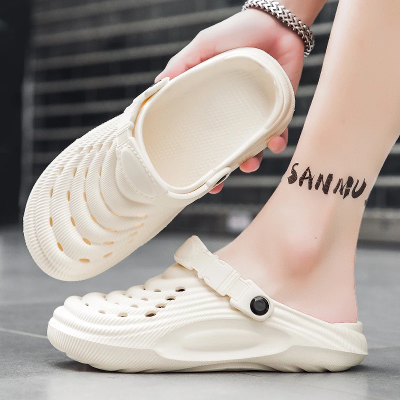 

Summer Men Slip On EVA Sandals Breathable Hole Shoes Casual Beach Slippers Large Size