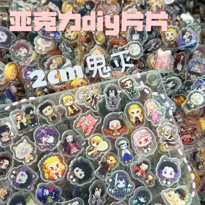 2/4cm Demon Slayer Nezuko Anjirou acrilico Patch acrilico fatto a mano fai da te PP Clip ciondolo Patch telefono Shell portachiavi materiale