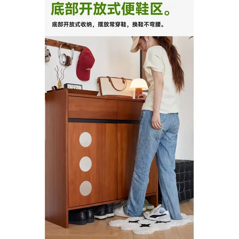 Armoire de rangement en bois massif pour petit appartement, armoire de séparation pour changement de chaussures de maison de grande capacité