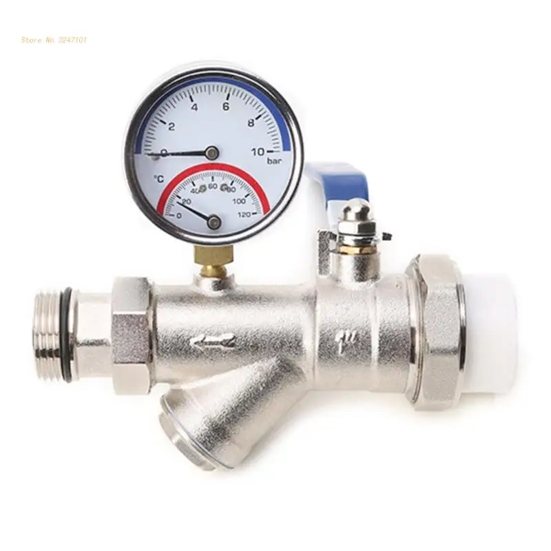 Professional Thermo-manometer Temperature & Pressure Gauge up to 120℃ & 10 Bar G1/4 Thread for Floor Heating System Dropship