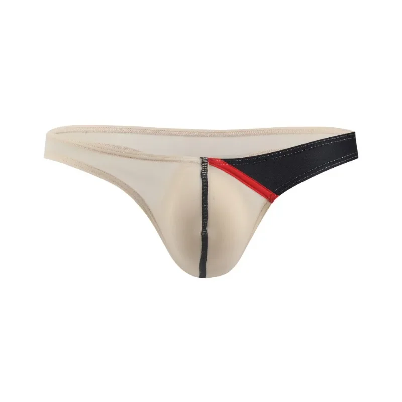 

Thin convex ice silk elastic low waist, men's panties thong 10010