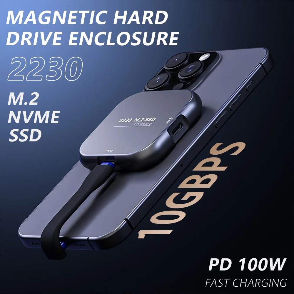 Ultra-thin Magnetic Type-C M.2 NVMe SSD Expansion Dock USB 3.2 PD Fast Charging Up to 10Gbps For iPhone 17 16 15 iPad PS5 Laptop