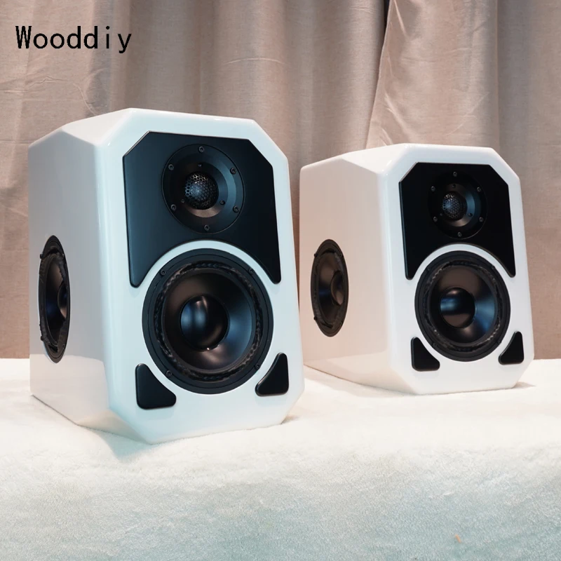 Wooddiy 6.5 Inch One Pair Speaker Cabinet Two-way HIFI DIY Speaker White Gloss Painting Enclosures PTT Panda6.5 Vibration Plate