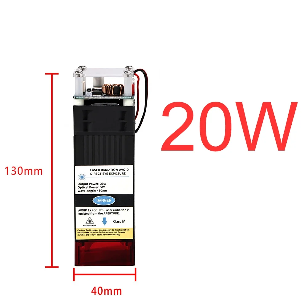 20W Laser Module 12V High Power Laser Head Double Ultra-Fine Compressed Spot For DIY Laser Engraving Machine Cutting MDF