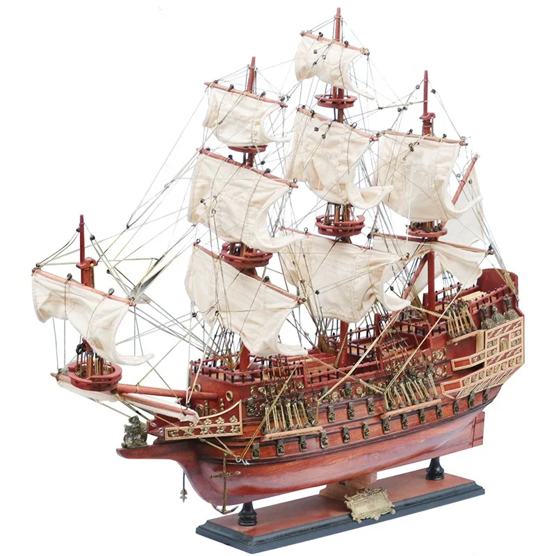 Solid wood simulation ancient sailboat ornament Mediterranean home ocean overlord model