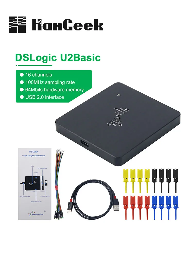 HAMGEEK DSLogic U2Basic/Plus 16-kanałowy Analizator Logiczny 100MHz/400MHz Częstotliwość Próbkowania Debugowanie Pamięci Sprzętowej dla Windows/MacOS/Linux — zdjęcie 2