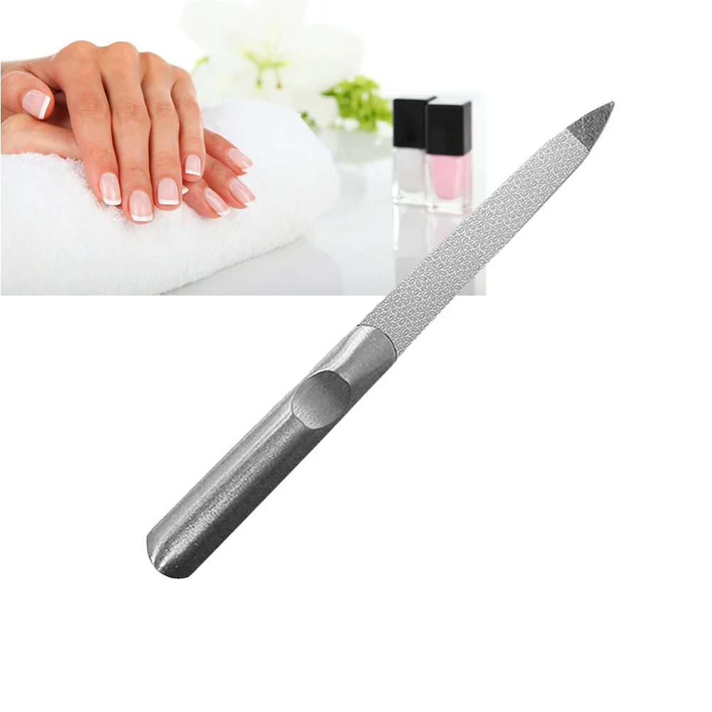 Edelstahl Doppel Seite Nagel Datei Puffer Schleifen Stange Glatte Griff Für Natürliche Falsche Nägel Maniküre Werkzeuge Nail art