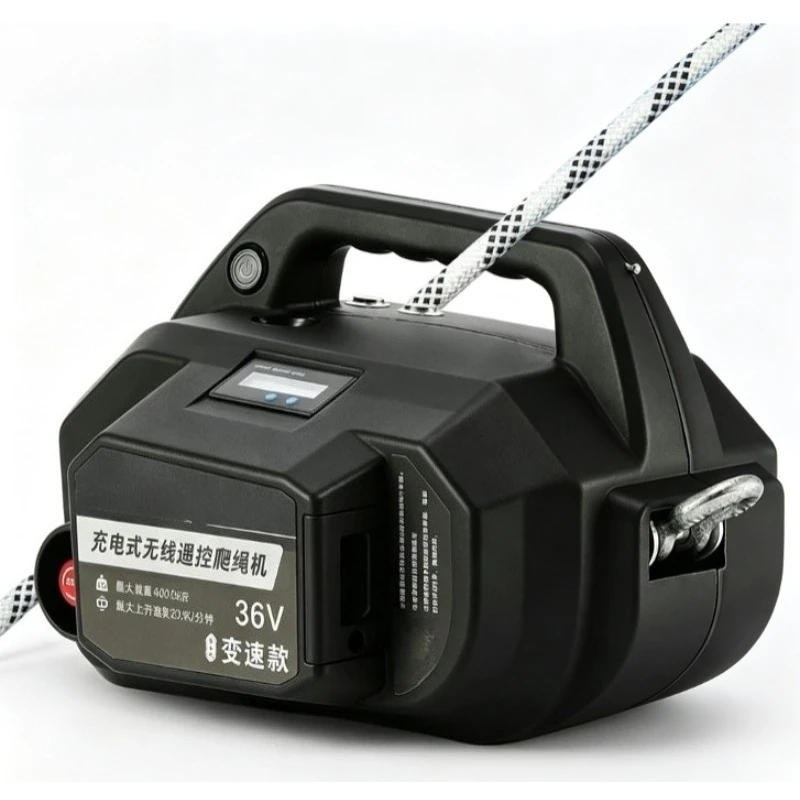 Rechargeable Remote Control Electric Rope Ascender, Portable Electric Hoist Lifter for Exterior Wall High Altitude Cargo
