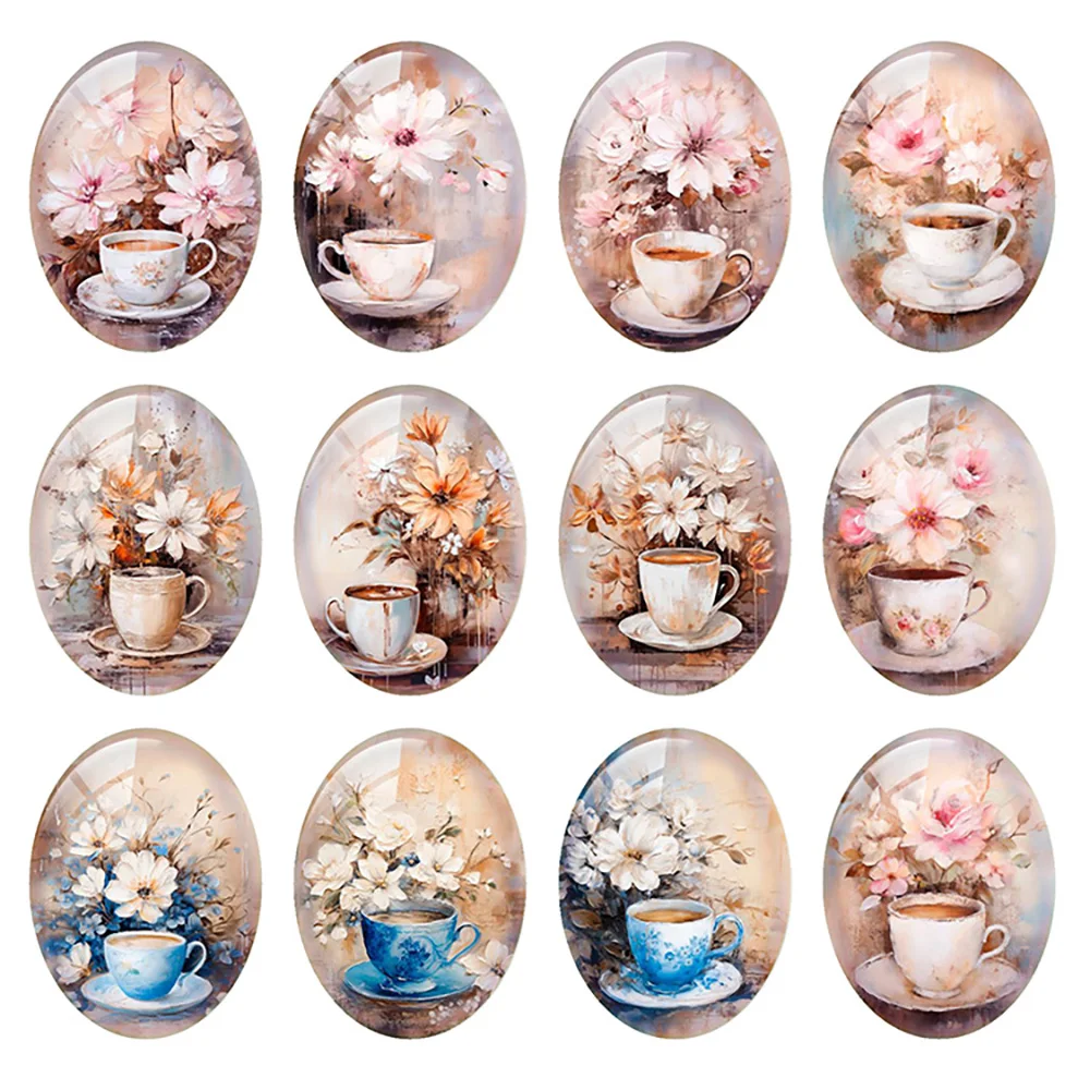 

Случайный смешанный круглый/овальный/квадратный цветок, кофе, чай, картина маслом, фото, стеклянный кабошон с плоской задней частью, демонстрационная камея для изготовления ювелирных изделий своими руками