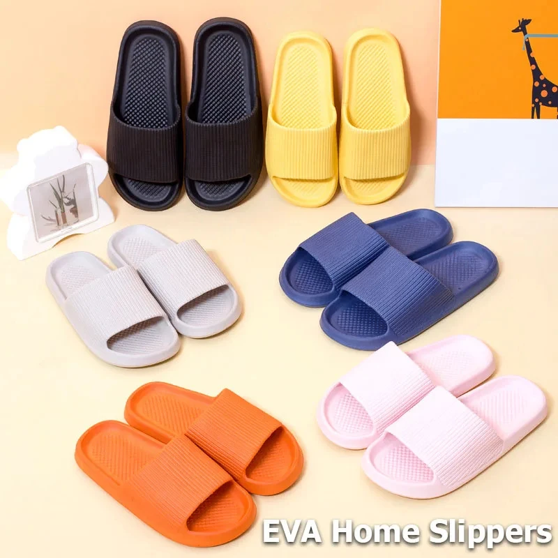 Fashion Men's Women's Slippers EVA Soft Sole Casual Home Light Comfortable Sandals Bathroom Anti-Slip Slippers Beach Flip-Flops