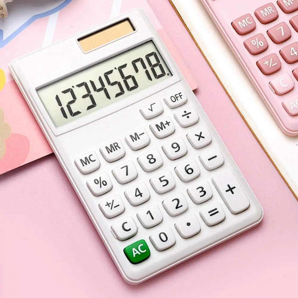 Calculadora alimentada por energía Solar, calculadora de 8 dígitos con pantalla para estudiantes, calculadora de suministros de oficina para la escuela y el medio