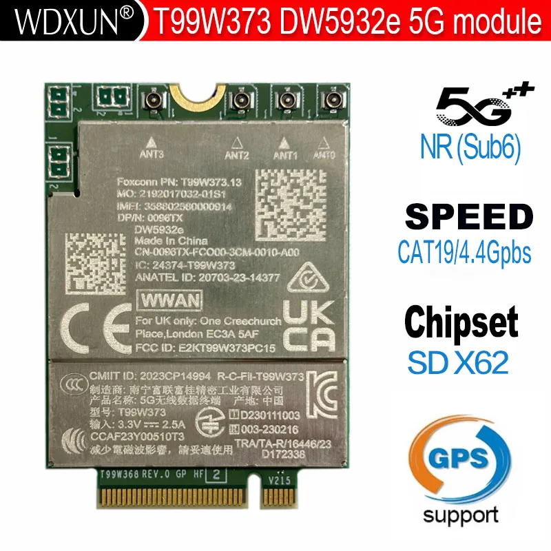 

5G Module LTE Cat19 T99W373 DW5932e DW5932e-eSIM M.2 NGFF Wireless WWAN Card For Dell Latitude 7350 7450 7650 9450 Laptop