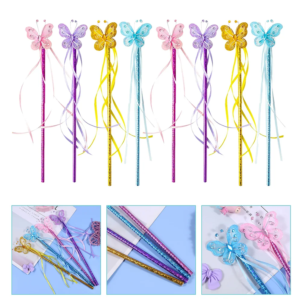 8 Pcs Star Fairy Toy Childrens Stick Kids Witch Accessories Princess Girls Butterflies Dress