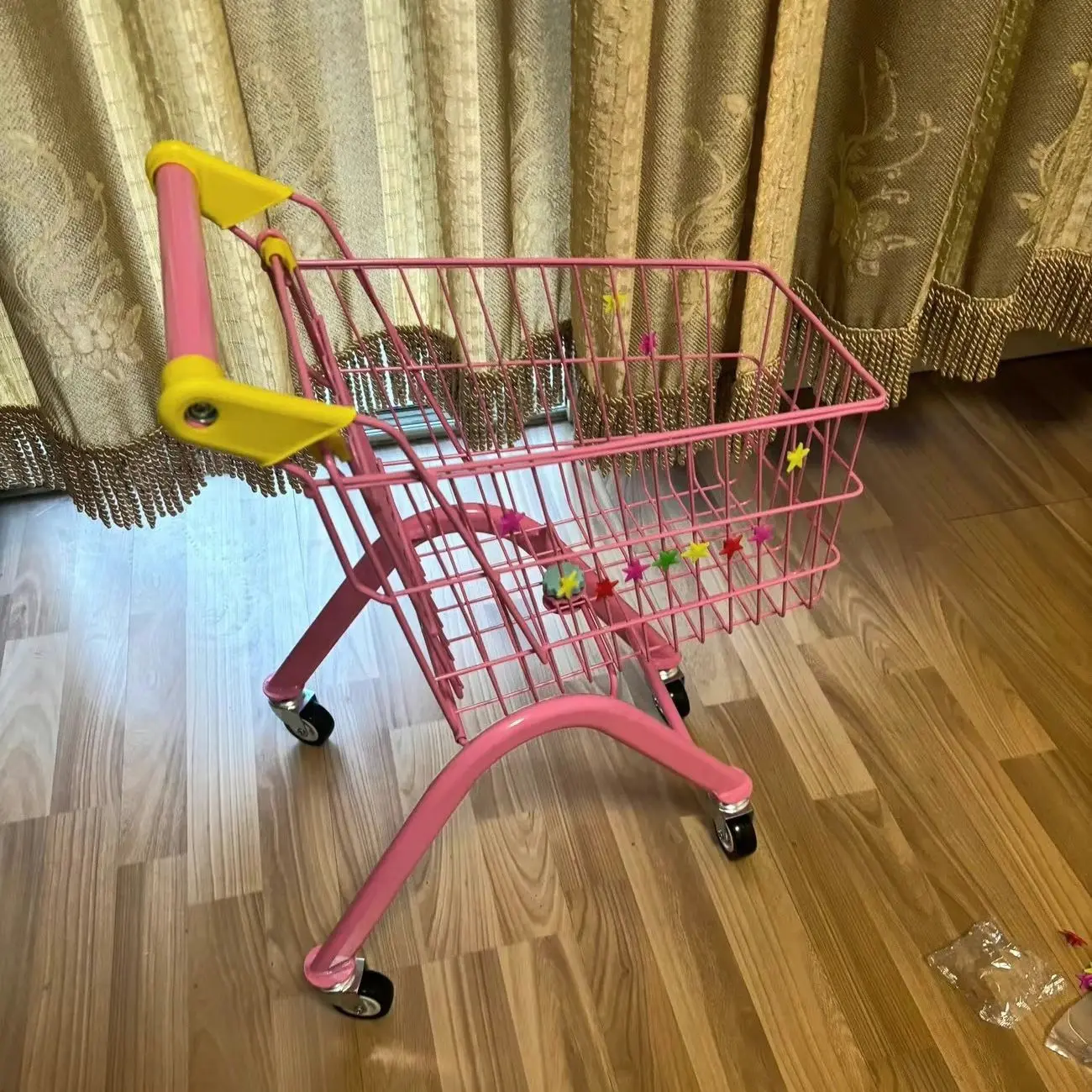 

Детская складная тележка для покупок высотой 57 см, игрушечная тележка для супермаркета, многоцветная тележка-игрушка для дома