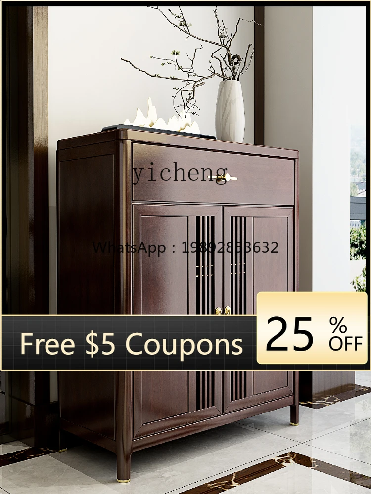 

ZZYhl Solid Wood Shoe Cabinet New Chinese Home Indoor Large Capacity Pure Storage Hallway Cabinet