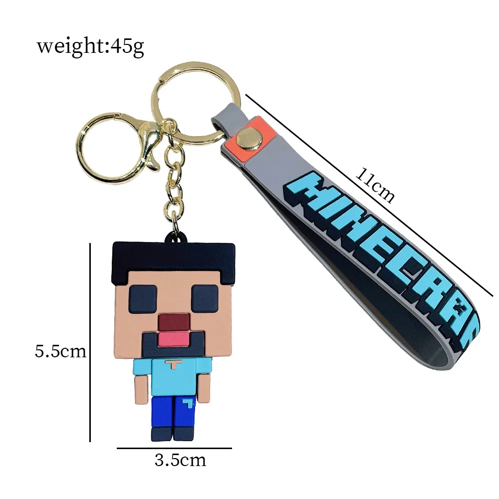 Juego Minecraft llavero figura modelo juguetes Pixel My World dibujos animados Creeper muñeca colgante de silicona llavero coche mochila regalos clave