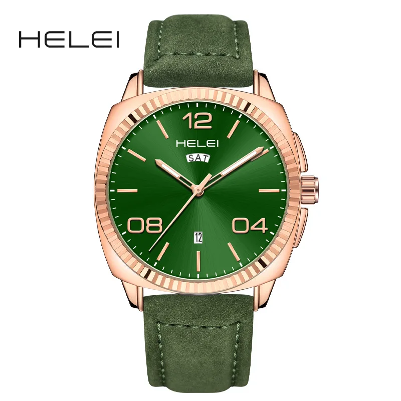 

Stylish Men's Quartz Wristwatch with Matt Leather Band Business Design Classic Casual Formal Watch with Date & Day Display
