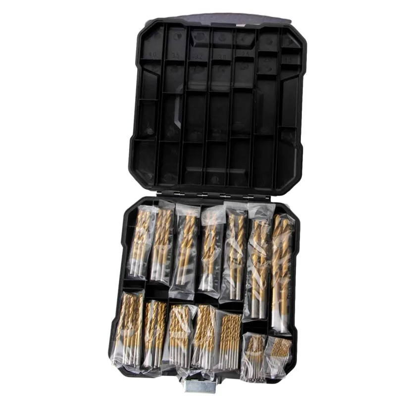 50-teiliges Titan-beschichtetes Hochgeschwindigkeits-Stahlbohrer-Set mit Sechskantschaft, Gerade und Spiralbohrer für Metall-, Holz- und Kunststoffbohrungen – Detail 8