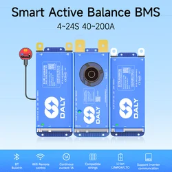 DALY 100 BALANCE smart bms 100A 200A 4s-8s 8S-17 8-24S 12v 24V 48V LCD Li-ion lifepo4 battery bms with active balancer