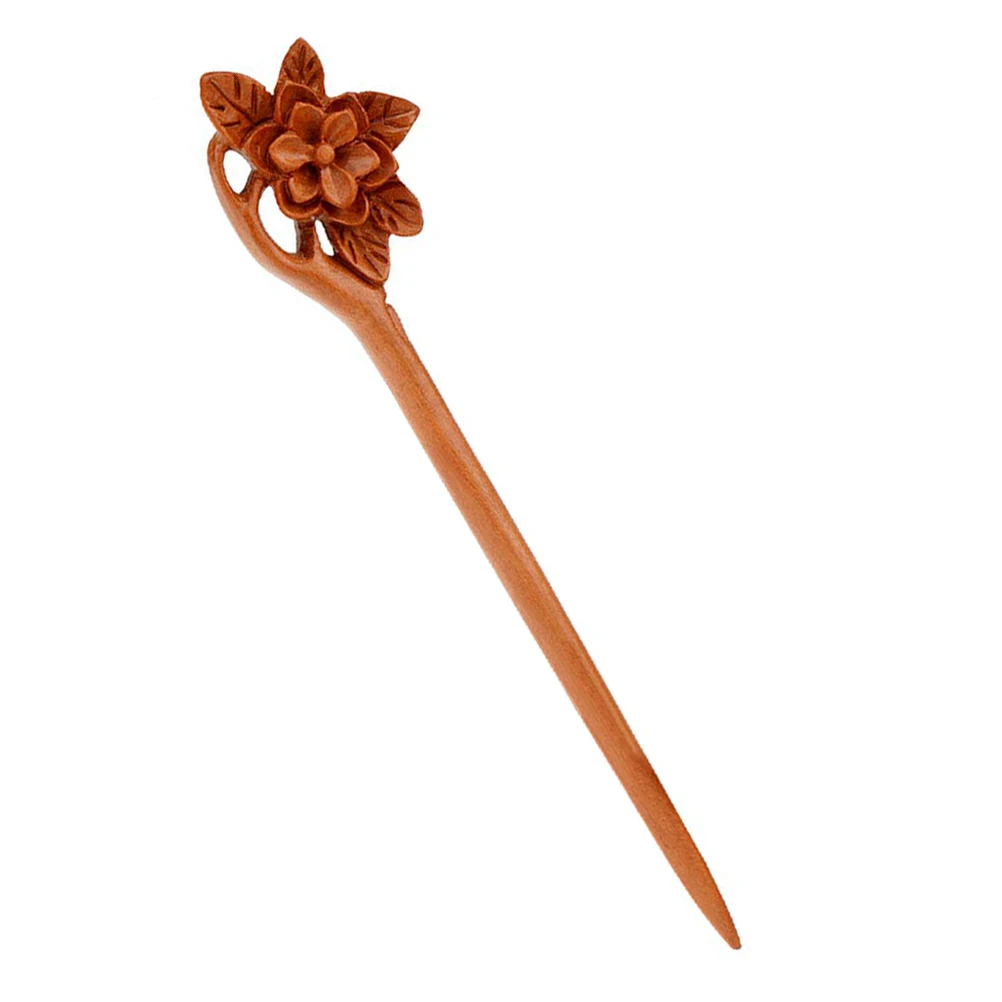 

Green Sandalwood Hairpin Blossom Style Retro Hair Chopstick Wood Chignon Pin Hanfu Headdress Smooth Edge Durable LightWeight