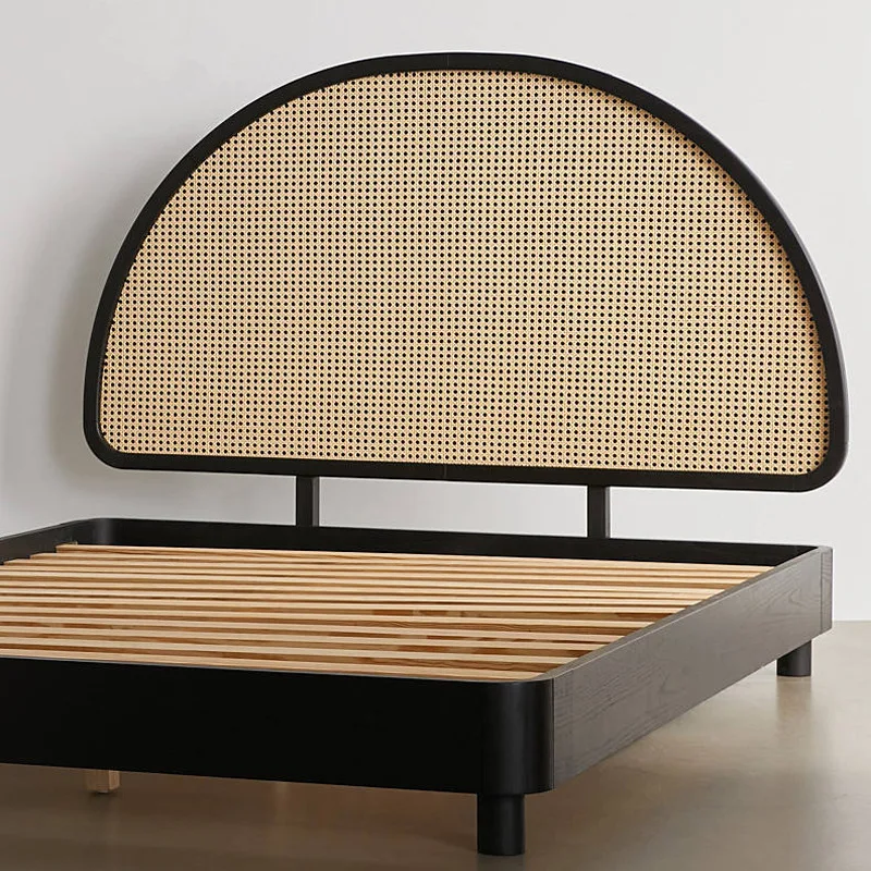 Rattan Solid Wood Bed Nordic 1.8 Meters Double Rattan Bed 1.5m Modern Simple Japanese Bed Furniture