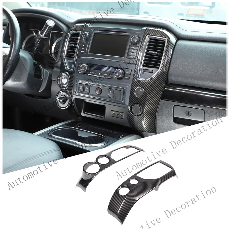 cadre-de-garniture-de-sortie-d'air-de-la-console-centrale-en-fibre-de-carbone-z-pour-nissan-titan-2016-19