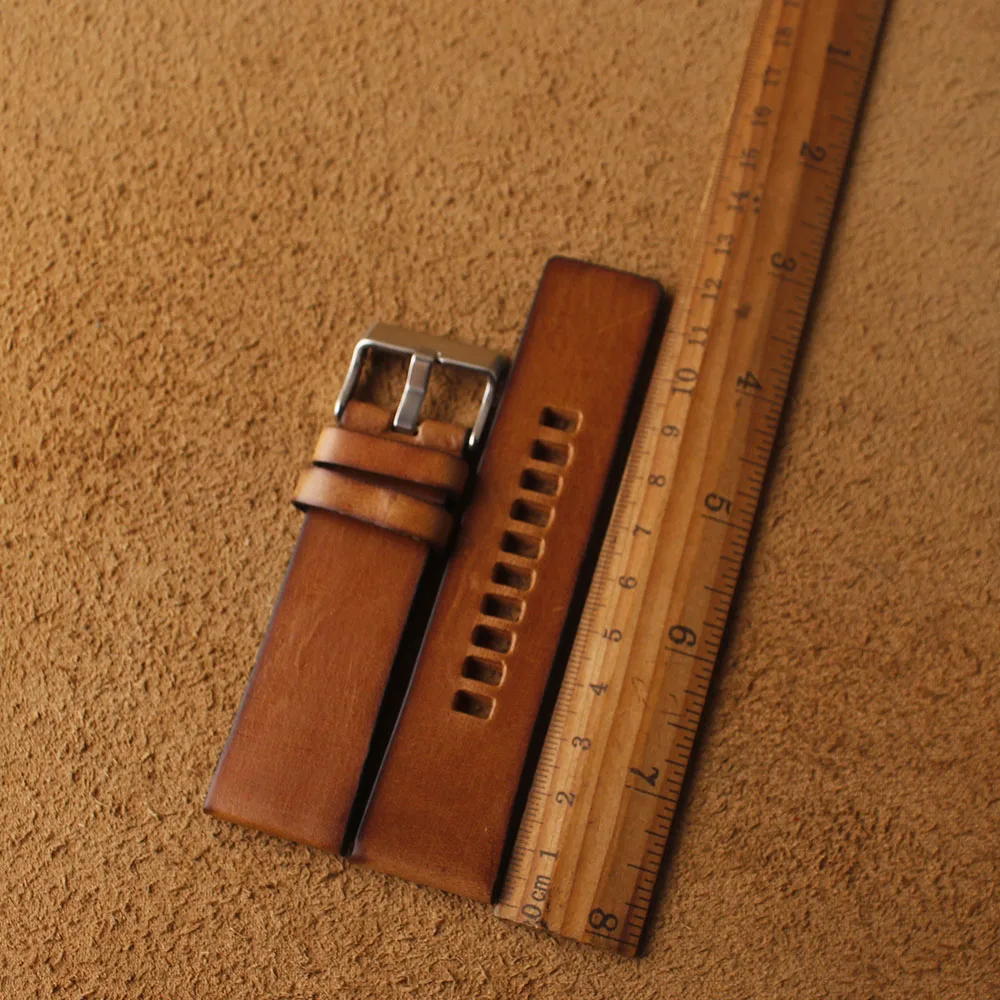 Pulseira de relógio de couro de alta qualidade, acessórios, pulseira de relógios marrom, 22mm, 24mm, 26mm de largura para relógios de pulso de quartzo