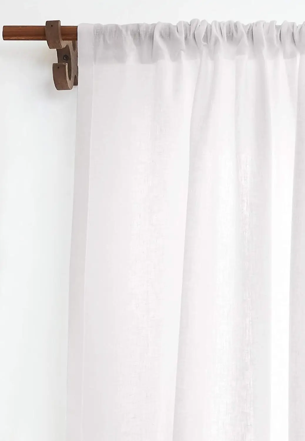 European Flax Linen Window Curtain Panel Rod Pocket Light Filtering 52 Inch Width 144 Inch Length