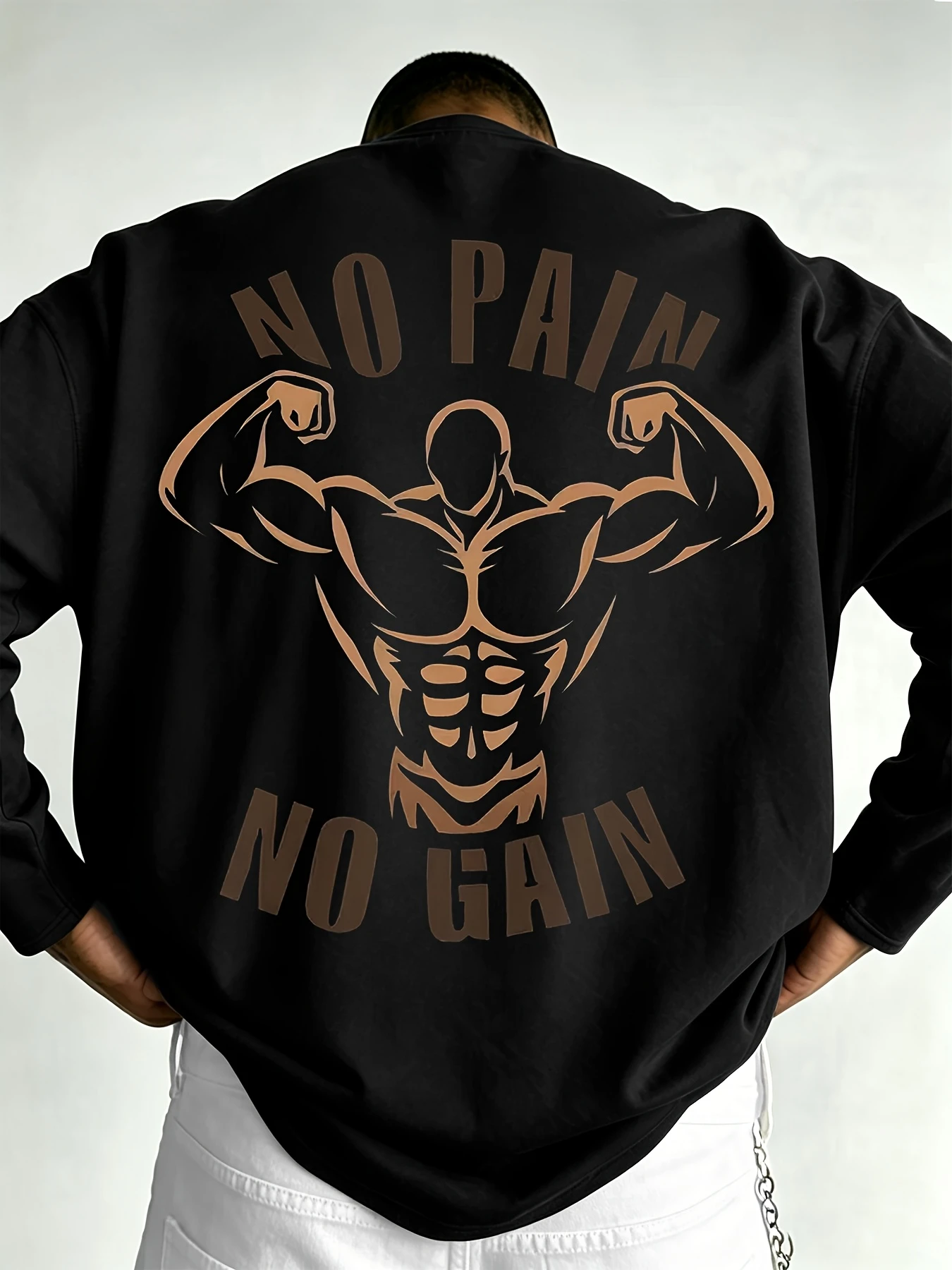 Men's Long-Sleeve Printed T-Shirt, Regular Fit for Spring/Autumn, Outdoor Sports and Casual Long-Sleeve Top