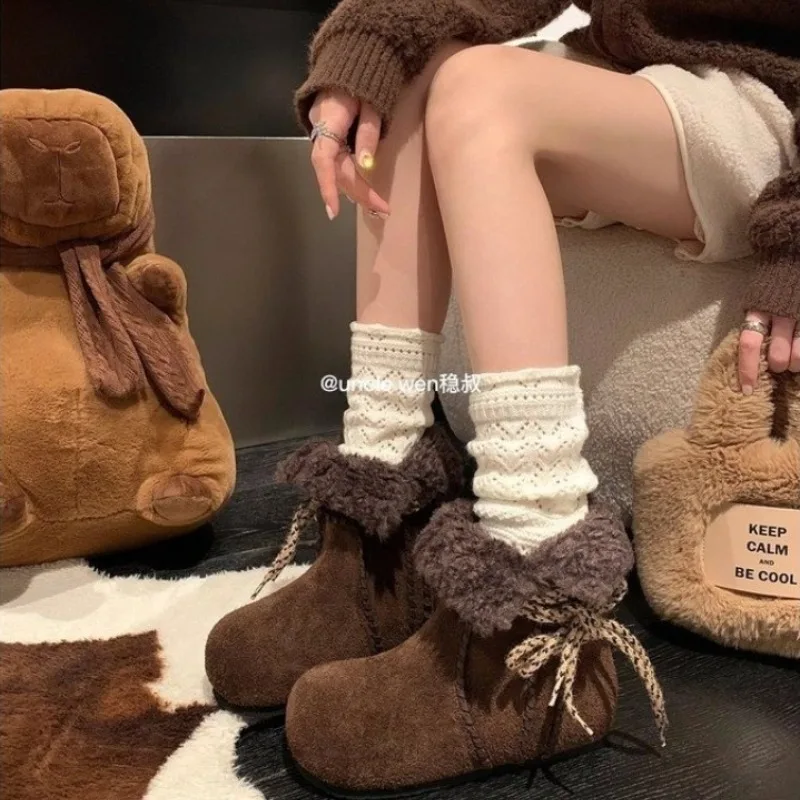 

Womens Winter Snow Boots Platform Fur Lined Warm Ankle Booties Retro Style Thick Sole Non Slip Outdoor Shoes