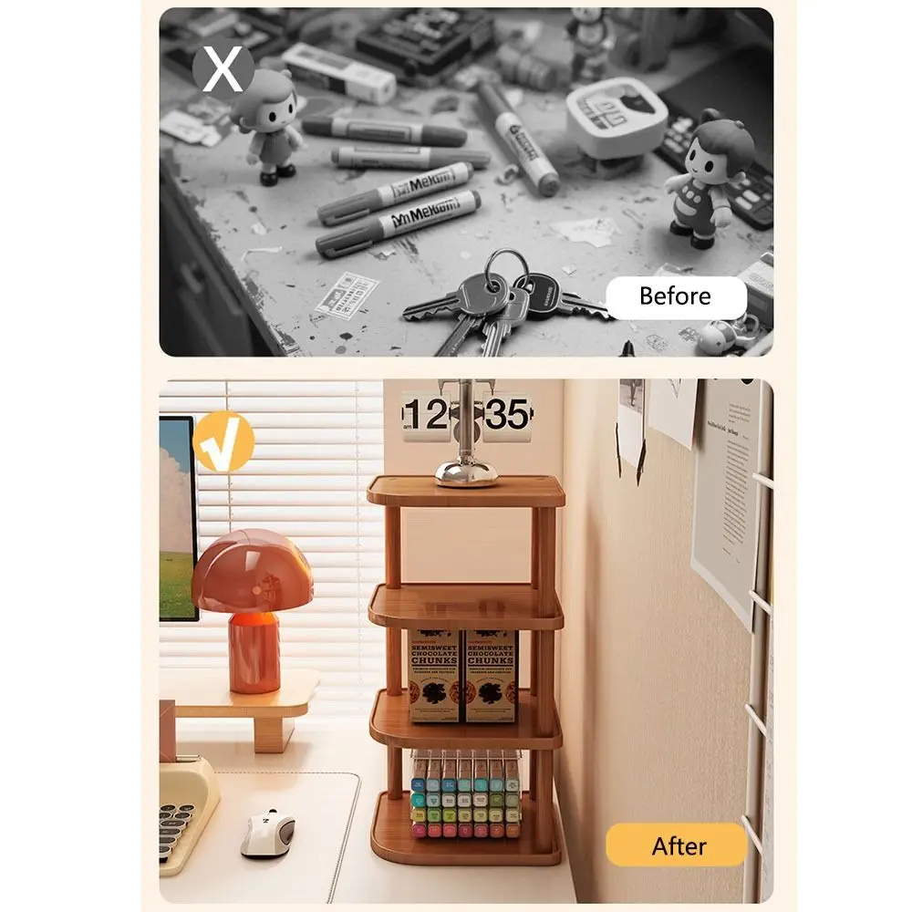 Supporto angolare da tavolo a 2/3/4 livelli Design verticale Scaffale per libri in legno salvaspazio Facile montaggio Scaffale angolare impilabile Camera da letto