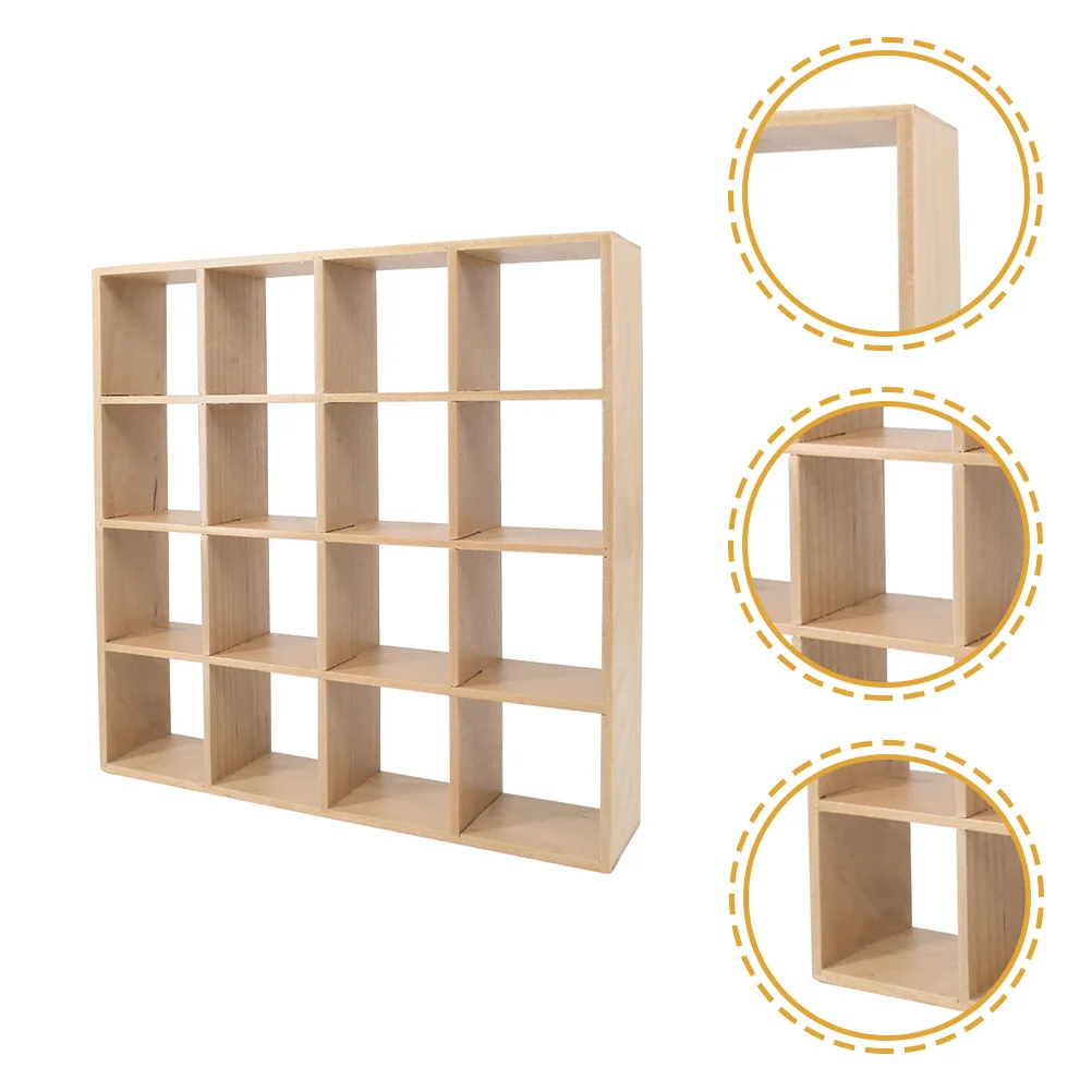 

Doll House Furniture Miniature Wooden Storage Rack Mini House Accessory Retro Display Shelf Toy Furniture Mini Bookshelf Pretend