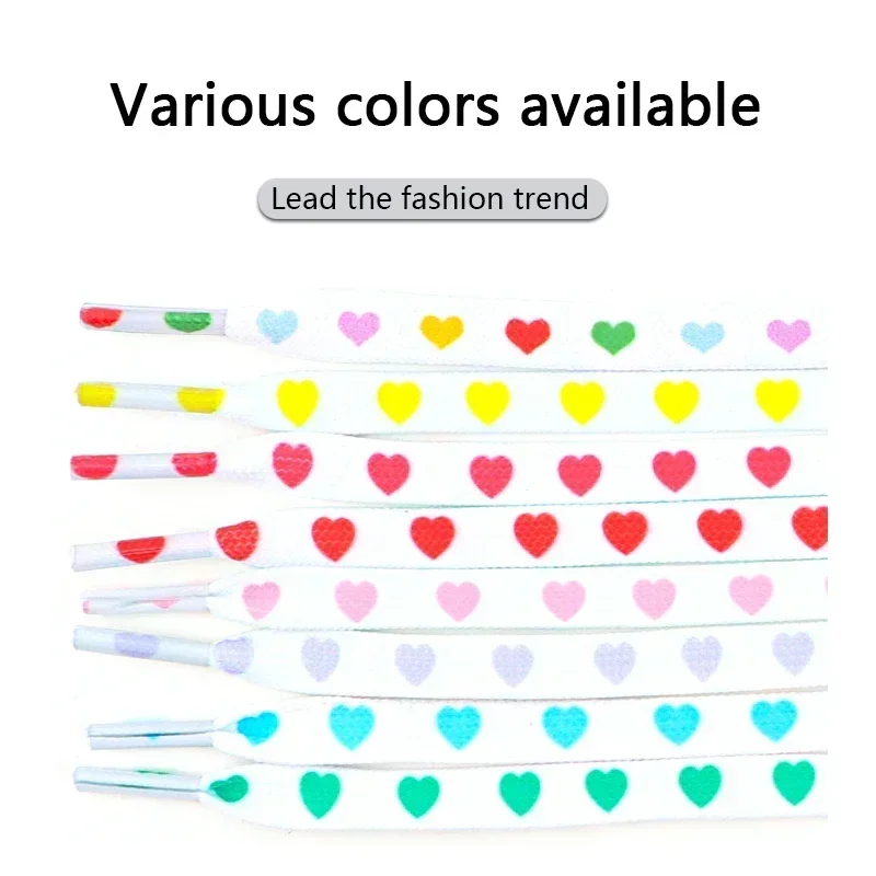 1 Pair Flat Shoe Laces Couples Love Print Shoe Laces Casual For Sneakers Rope Laces Shoes 120/140/160CM Accessories Shoestring