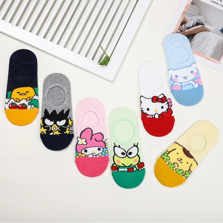 Sanrio Sock Anime Kuromi Cinnamorol Crew Socks Cuteadult Trend Anti-Odor Invisible Shallow Mouth Girl Versatile Sock