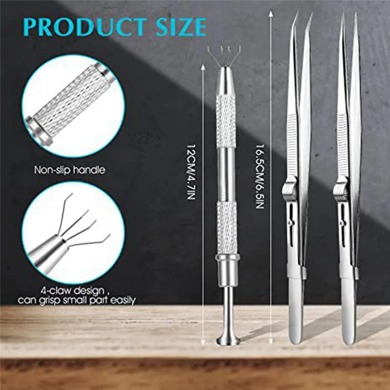 

WFF 3PCS Diamond Jewelry Tweezers with Slot Clamping Jewelry Tools Multi-Purpose Tweezers