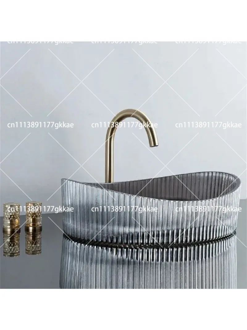 Oval Crystal Wash Basin Countertop Sink Minimalist Modern Bathroom Vanity Ceramic Vessel