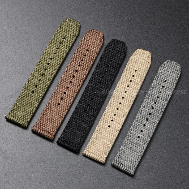 High Quality Nylon Cotton Watch Strap 20mm 22mm for Seiko for Omega Braid Wristband Quick Release Men Military Sport Bracelet